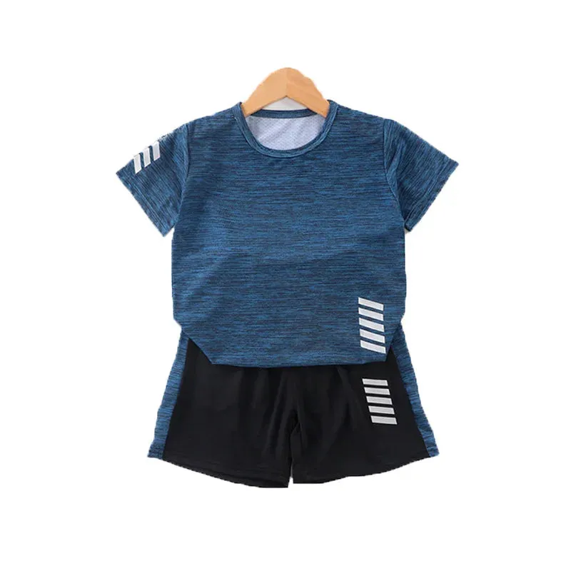 مجموعة اروين arwen &ajh group  Kids tracksuits summer sport clothing suits Quick Dry short sleeve T-shirt and shorts pants set children boys sports/gym wear