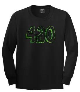 420 Weed Marijuana Print Long Sleeve T-Shirt