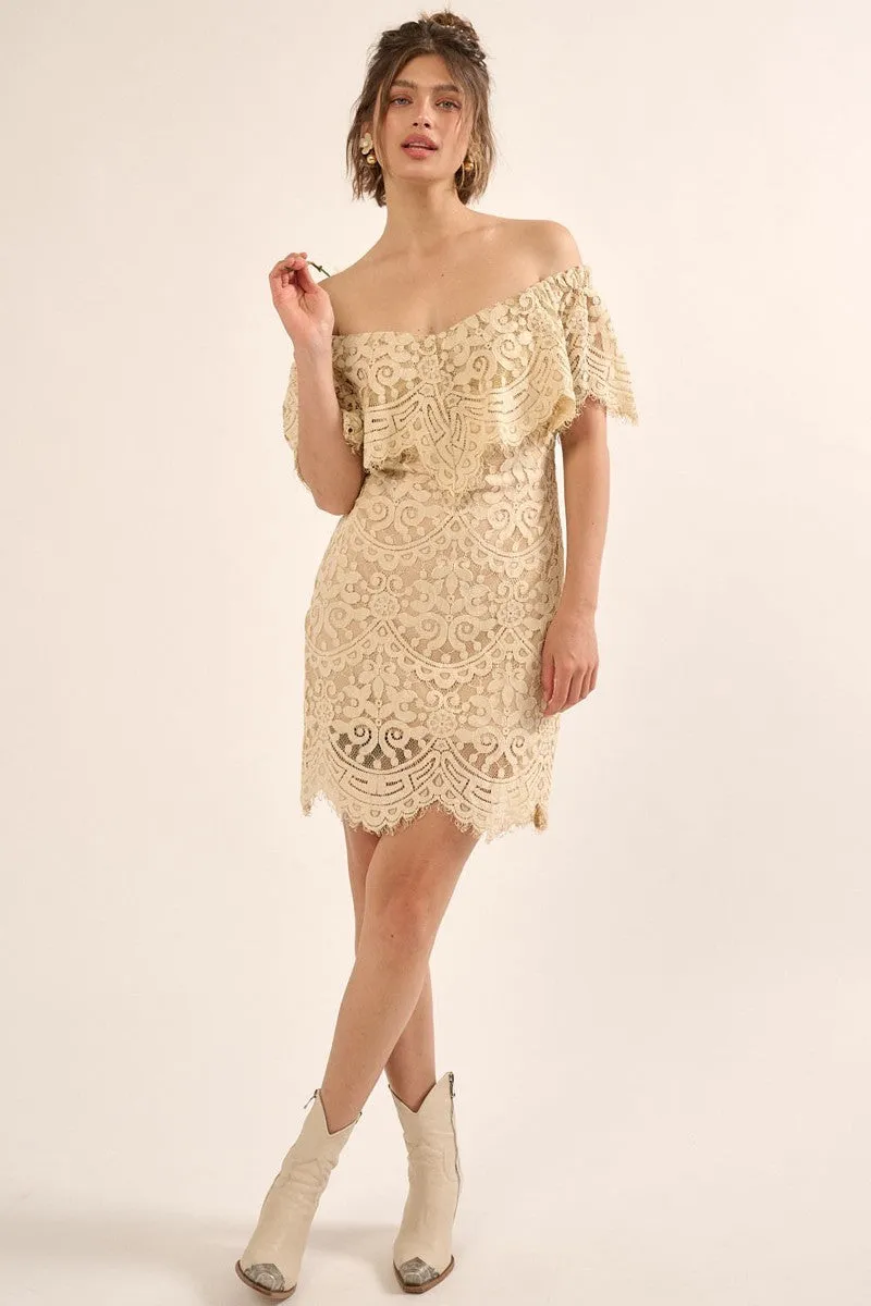 A Lace, Woven Mini Dress - Ships from The US