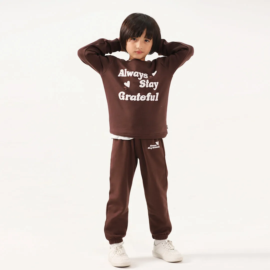 Always Stay Grateful Kids Fleece Co-ord Set