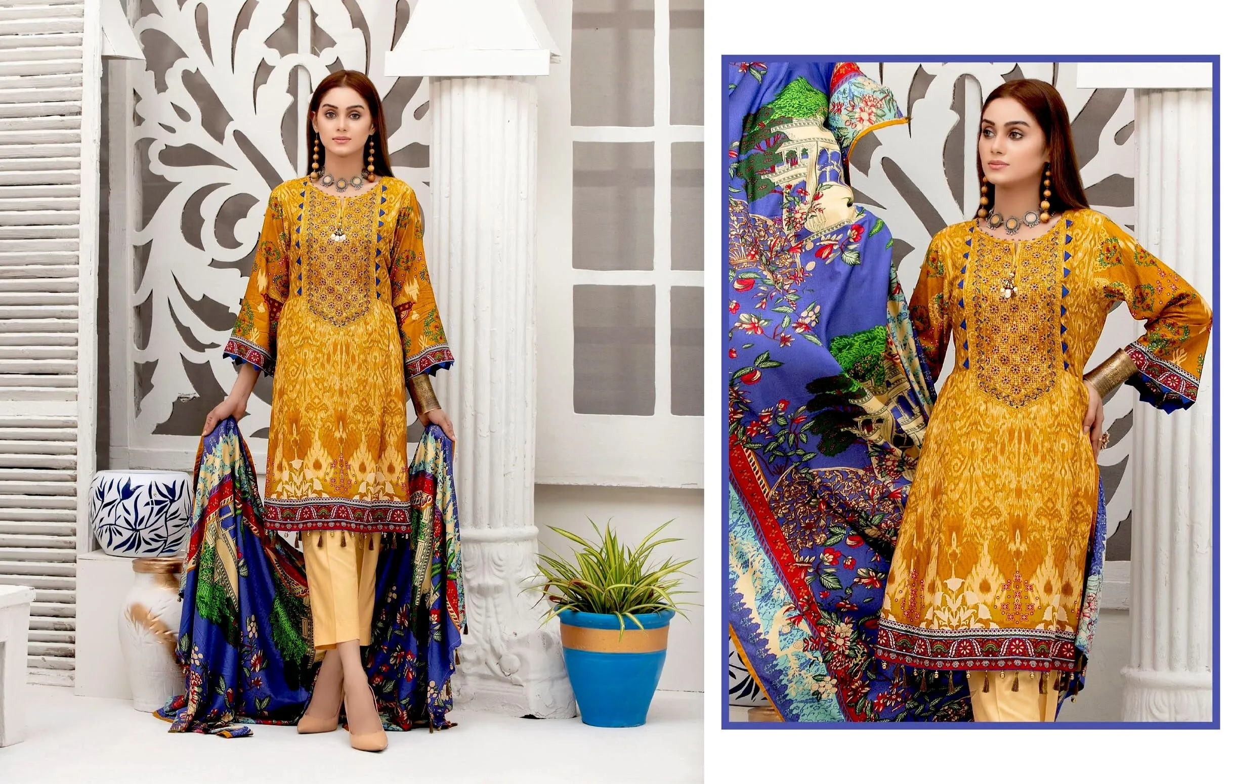 Amna Sohail by Tawakkal · Dilara Linen Print Collection – D-1982