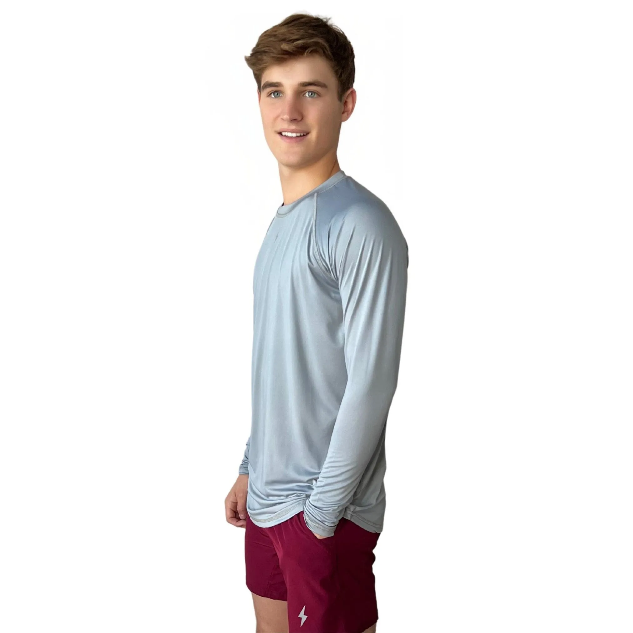 BRUCE BOLT Long Sleeve Performance T-Shirt with Reflective Bolt - GREY