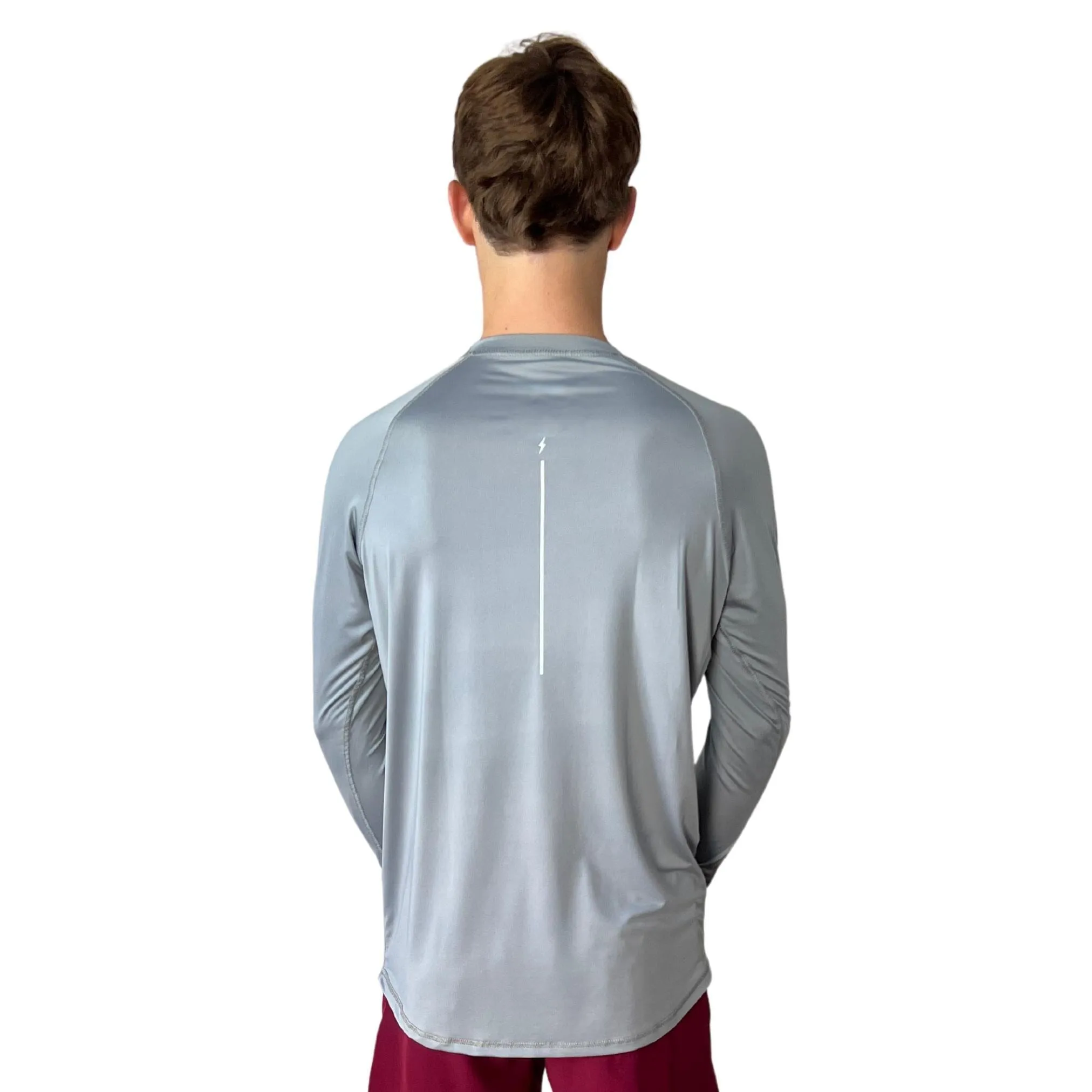 BRUCE BOLT Long Sleeve Performance T-Shirt with Reflective Bolt - GREY