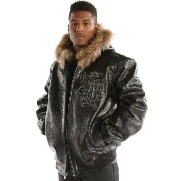 Buy Best Style Pelle Pelle Crocodile Black Leather Jacket For Sale