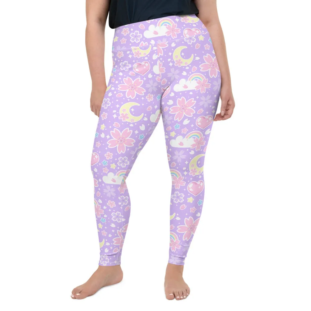 Cherry Blossom Dreams Purple Plus Size Leggings