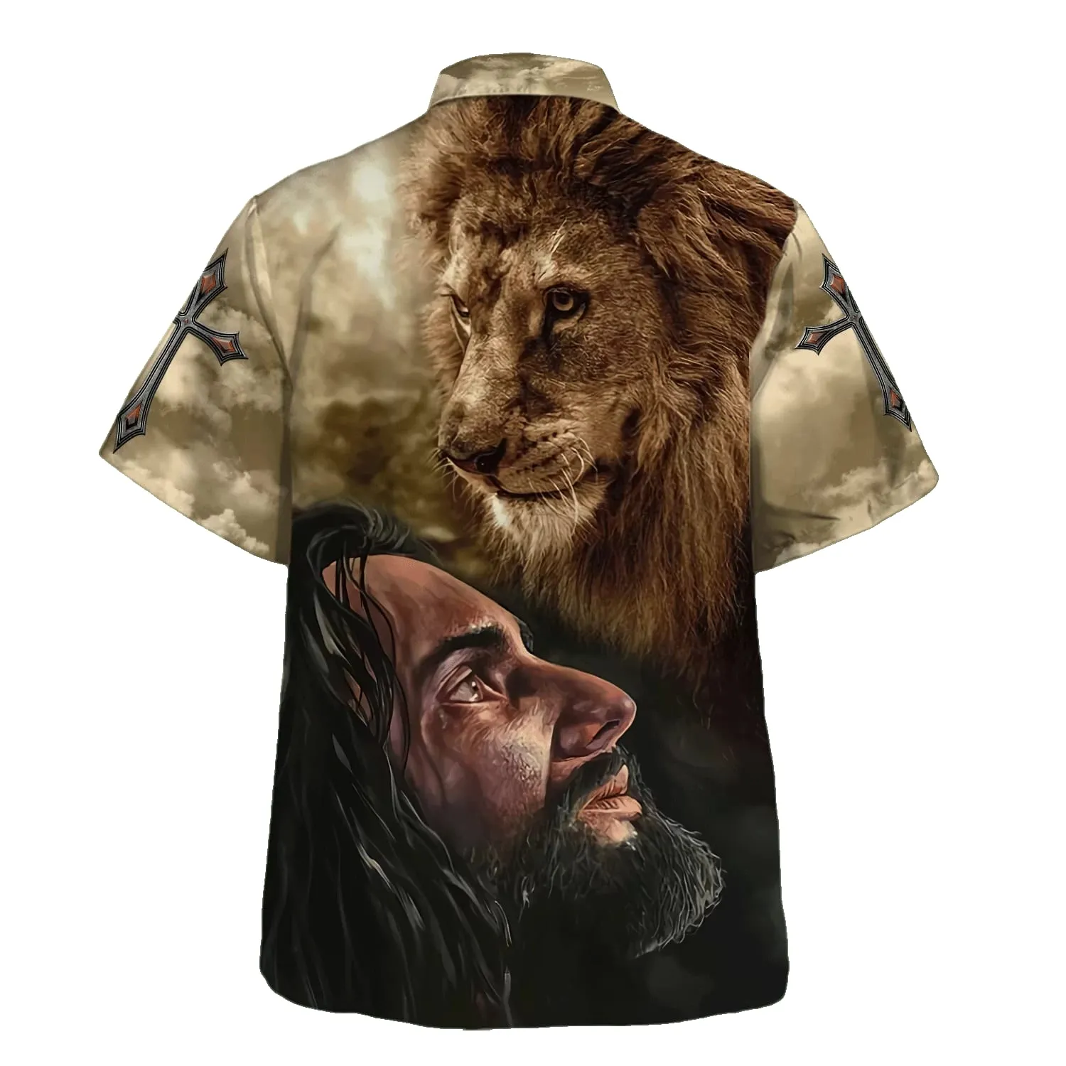 Christian Jesus Lion Hawaiian Shirts For Men - Christian Hawaiian Shirt - Hawaiian Summer Shirts