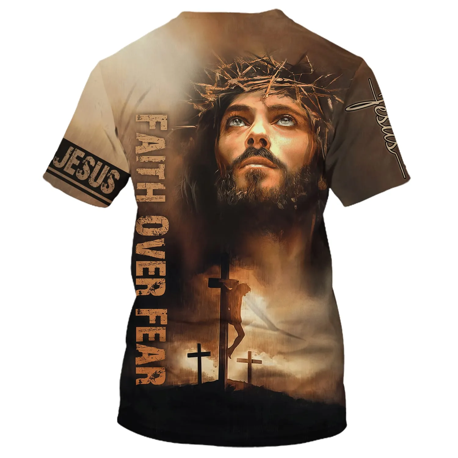 Christian Jesus Shirt Faith Over Fear 3d Shirts - Christian T Shirts For Men And Women