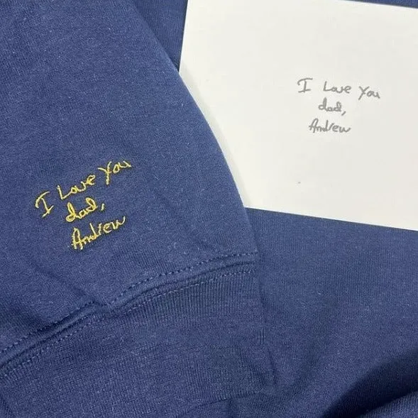 Custom Embroidered Handwritting Sweatshirt from Your Photo