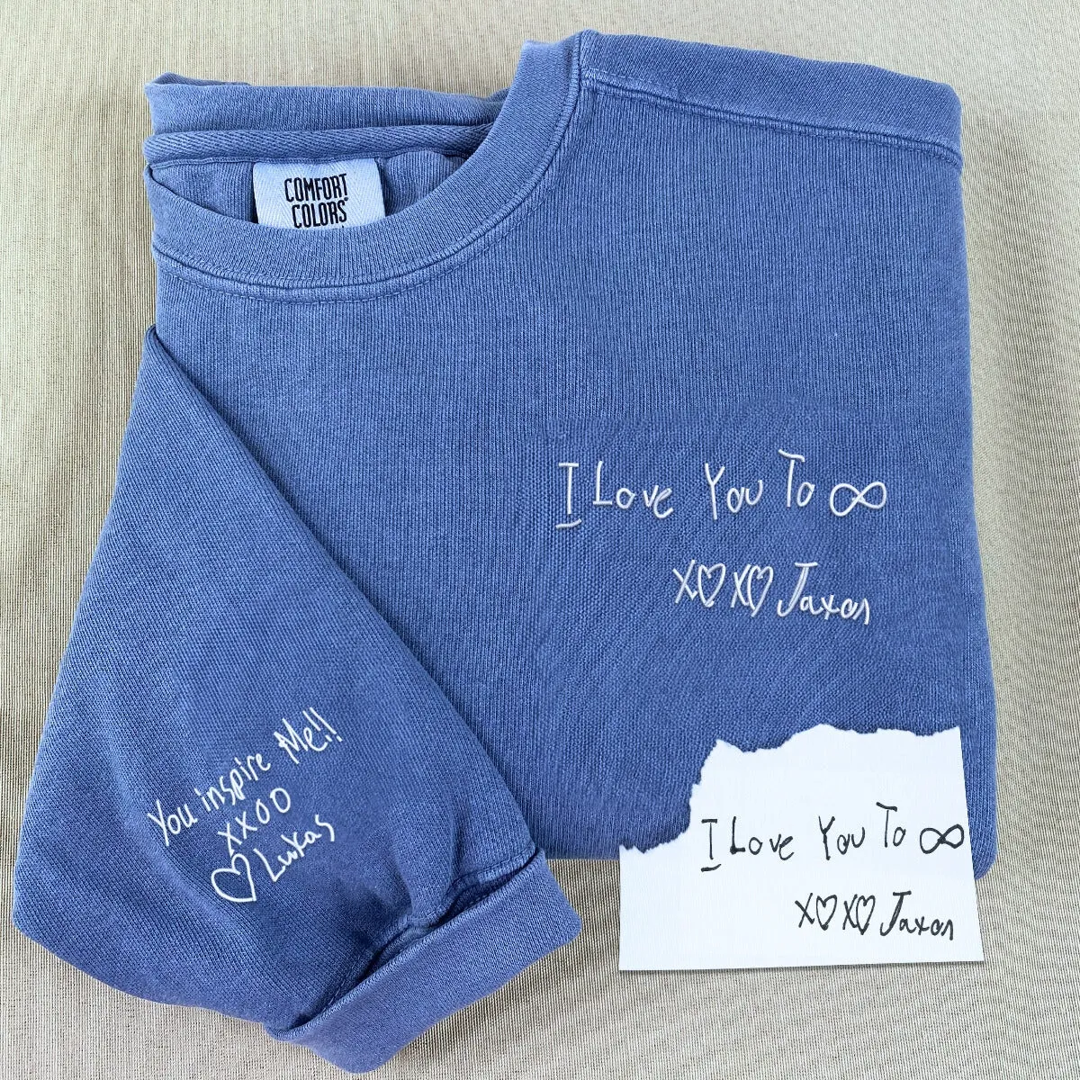 Custom Embroidered Handwritting Sweatshirt from Your Photo