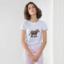 Dark Brown Cow Women's Long Pant Pyjama Set