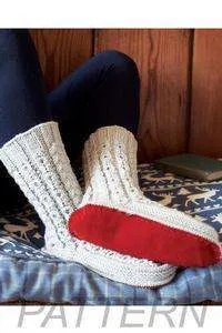 Debbie Bliss Cabled Slipper Socks PATTERN ONLY