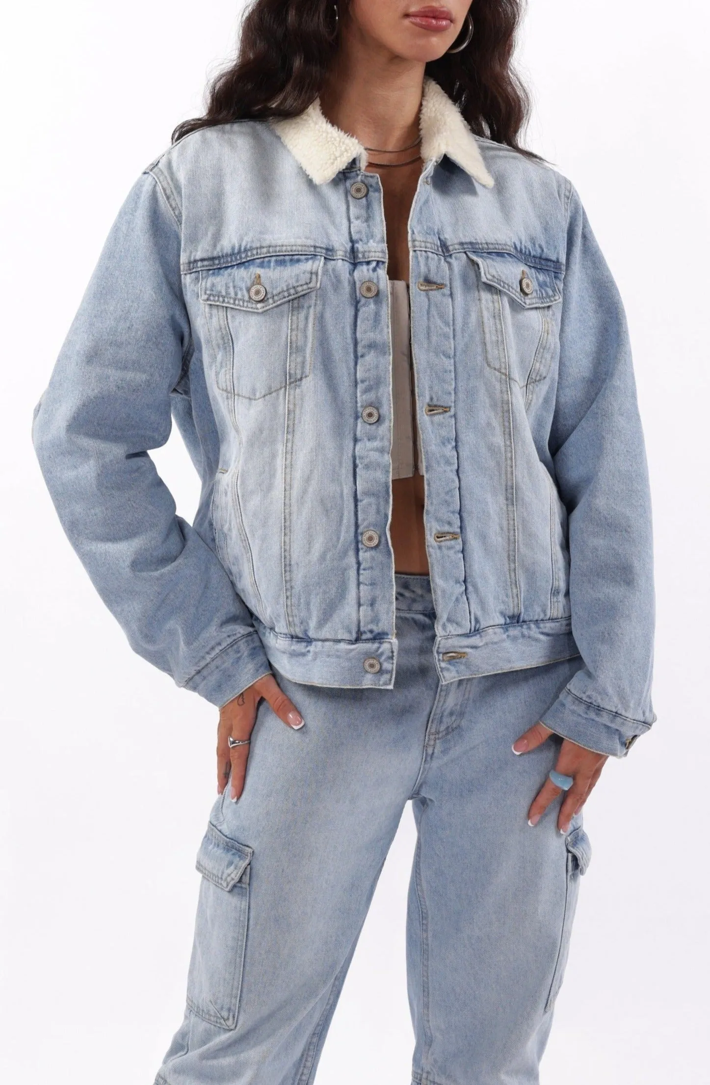 Ex-Boyfriend Oversized Sherpa Denim Jacket