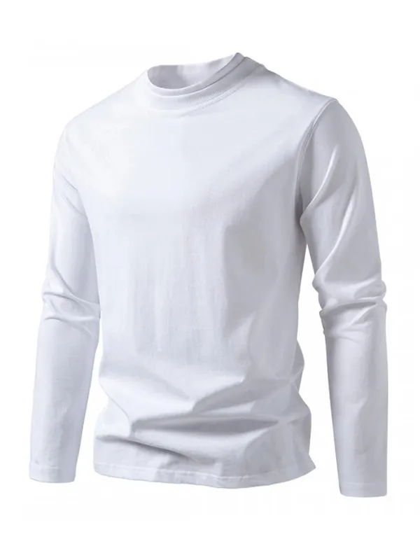 Fashionable double-layer half-collar design long-sleeved T-shirt casual men's bottom shirt