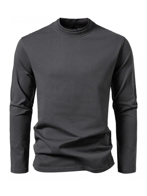 Fashionable double-layer half-collar design long-sleeved T-shirt casual men's bottom shirt