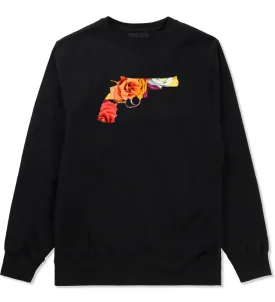 Floral Gun Flower Print Colt 45 Revolver Boys Kids Crewneck Sweatshirt