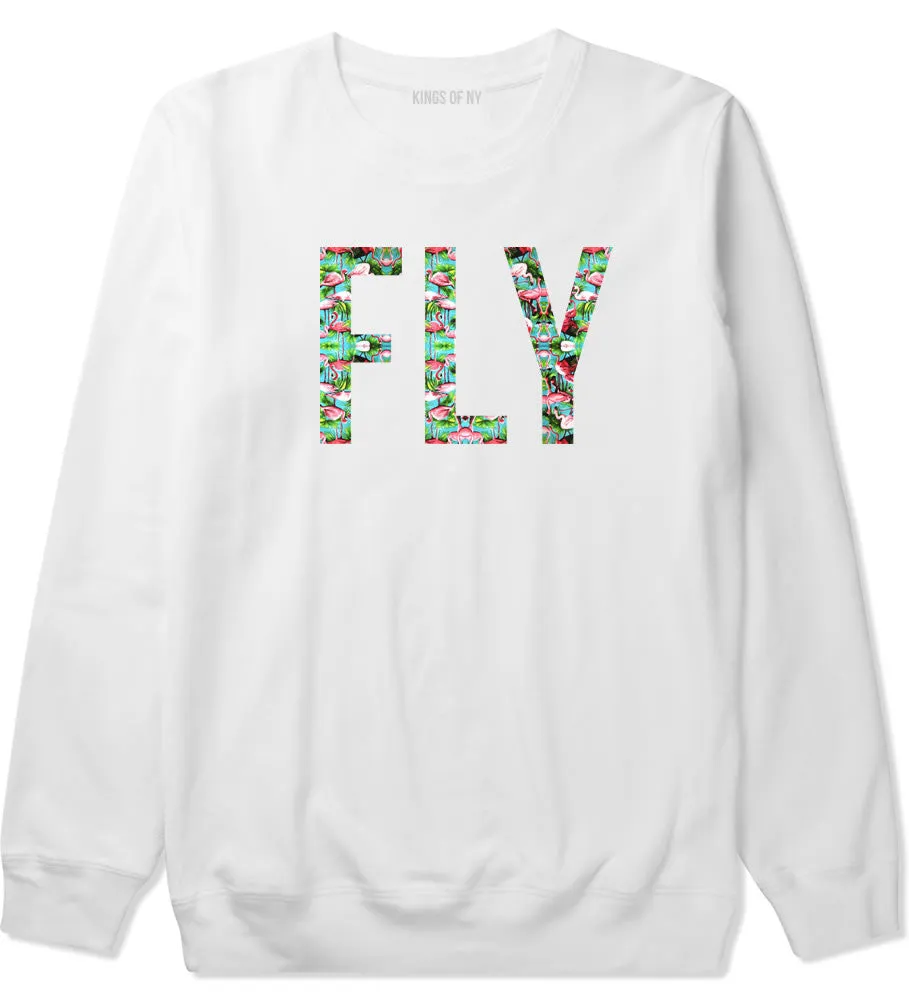 FLY Flamingo Print Summer Crewneck Sweatshirt