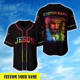 God Colorful Cross Custom Baseball Jersey - Personalized Jesus Baseball Jersey For Men and Women