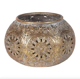 Gold metal filigree style Candle Holder