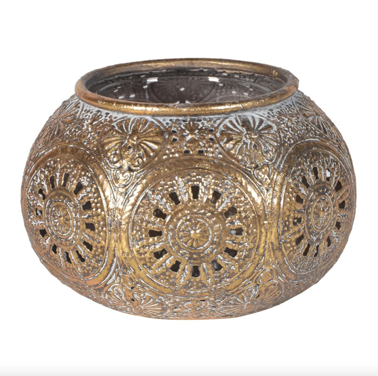 Gold metal filigree style Candle Holder