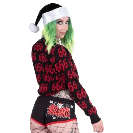 Hail Santa Baphomet Red Trim Short Shorts