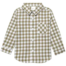 Infant & Toddler Boys Tan Plaid Woven Plaid Shirt