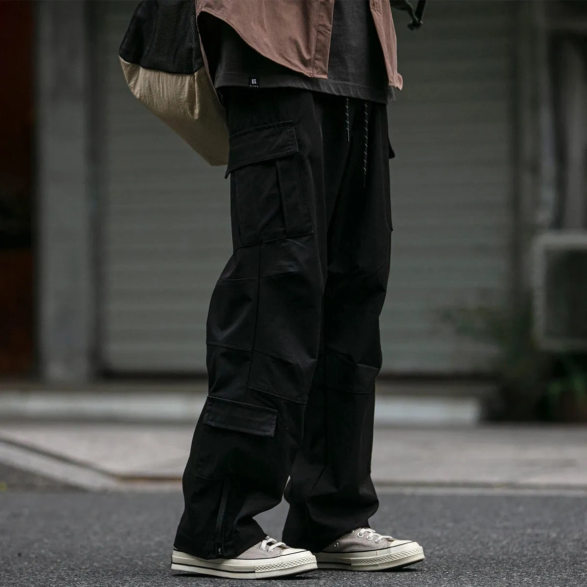 Japanese Streetwear Soft Straight Cargo Pants - Double Sided Twill - Multi-pocket Trousers