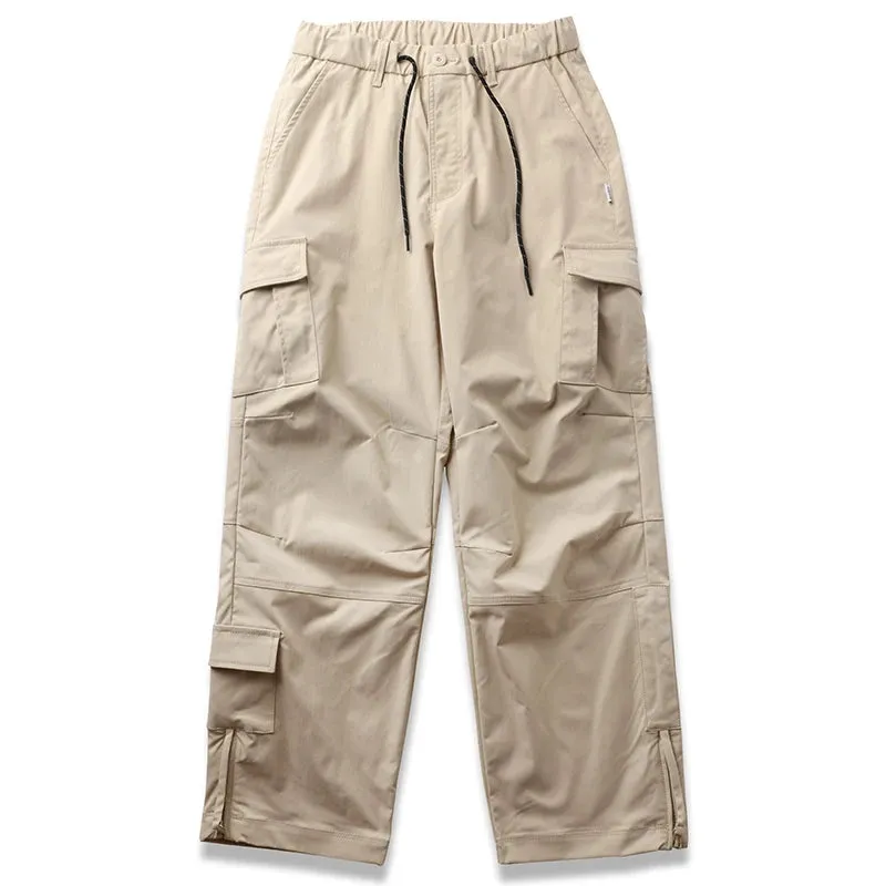 Japanese Streetwear Soft Straight Cargo Pants - Double Sided Twill - Multi-pocket Trousers