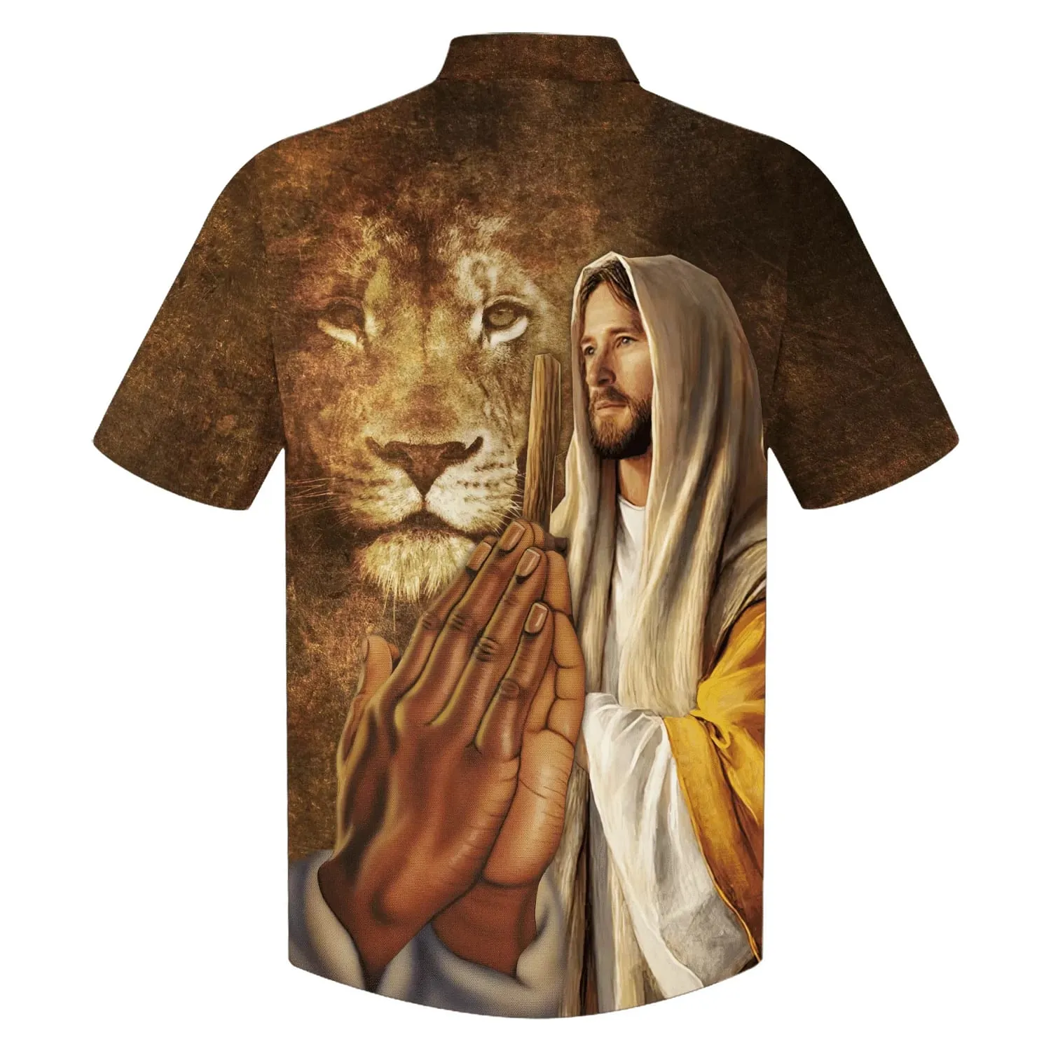 Jesus Christ Prayer Lion Hawaiian Shirts - Christian Hawaiian Shirt - Hawaiian Shirts For Men