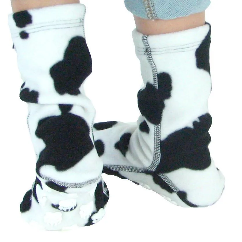 Kids' Nonskid Fleece Socks - Cow