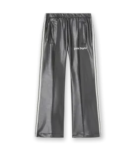 Leather Effect Track Flare Pants Black