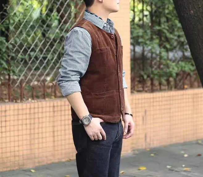 Men's 4-Pockets Corduroy Vest