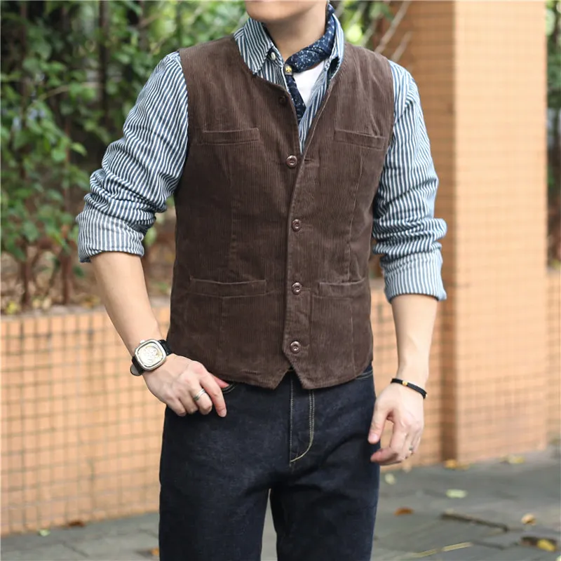 Men's 4-Pockets Corduroy Vest