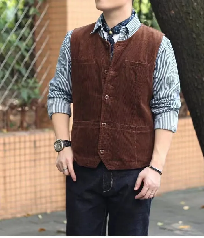 Men's 4-Pockets Corduroy Vest