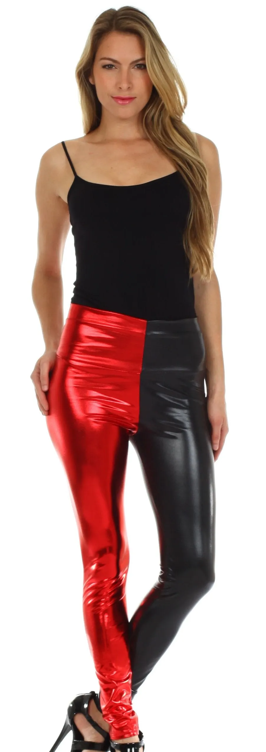 Sakkas Shiny Liquid Metallic High Waist Stretch Leggings - Made in USA