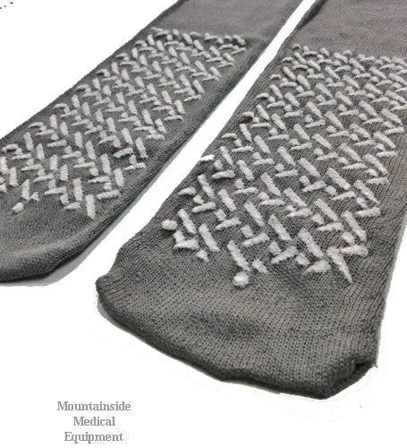 Slipper Socks, Non-Skid, Single Sided, XX-Large, Gray, Pair