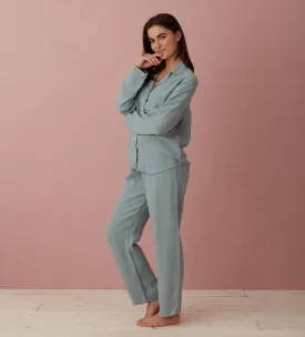 Teal Tilly 100% Linen Pyjama Bottoms