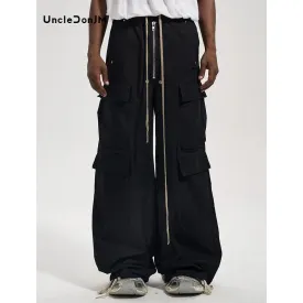 Vintage Zipper Side Pocket Cargo Pants Flared Casual Pants Men - Japanese Streetwear Trousers