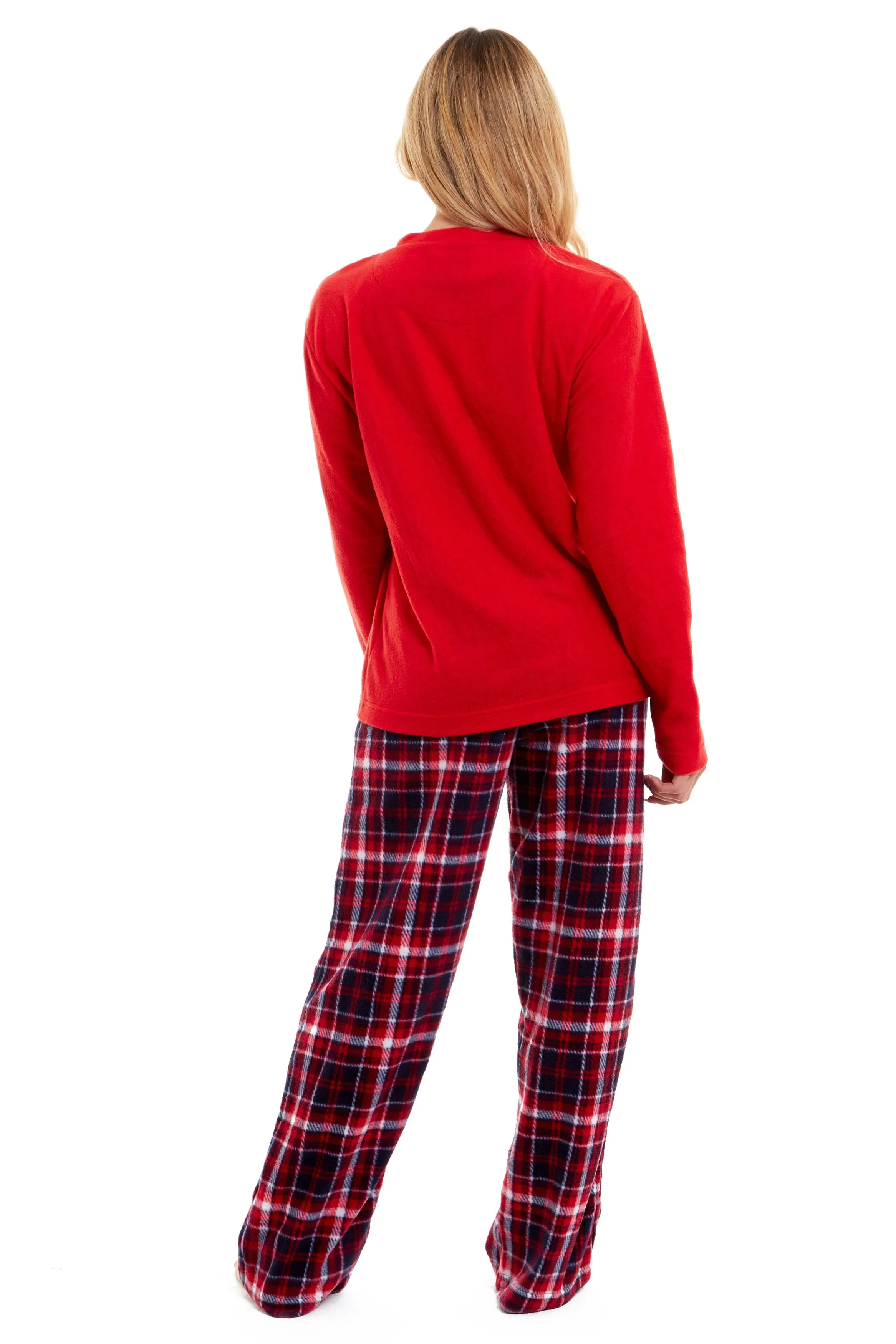 Women's Polar Fleece Pyjama Set with Festive Reindeer Pattern Ultra-Soft Winter Nights and Christmas Gifts Loungewear by Daisy Dreamer